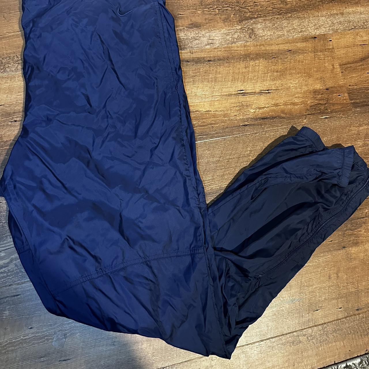 Nike navy blue y2k parachute pants - Large with a... - Depop