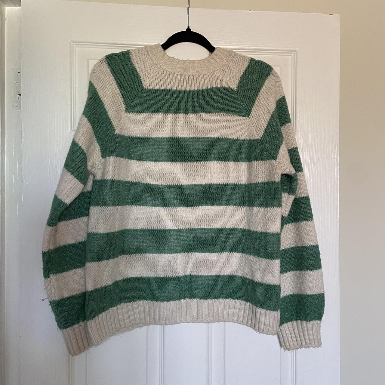 Green and white stripped jumper. Worn during the... - Depop