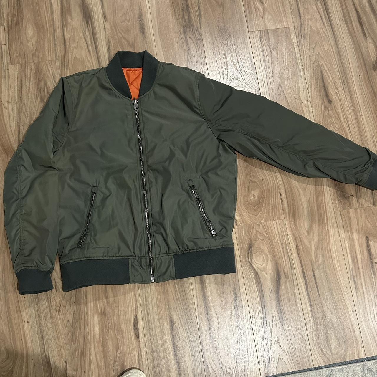 abercrombie & fitch reversible bomber green and... - Depop