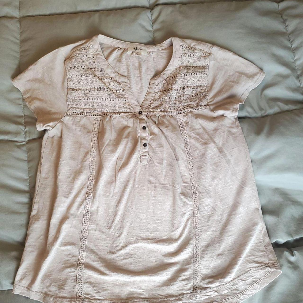 Style & Co Women's Tan Shirt Depop