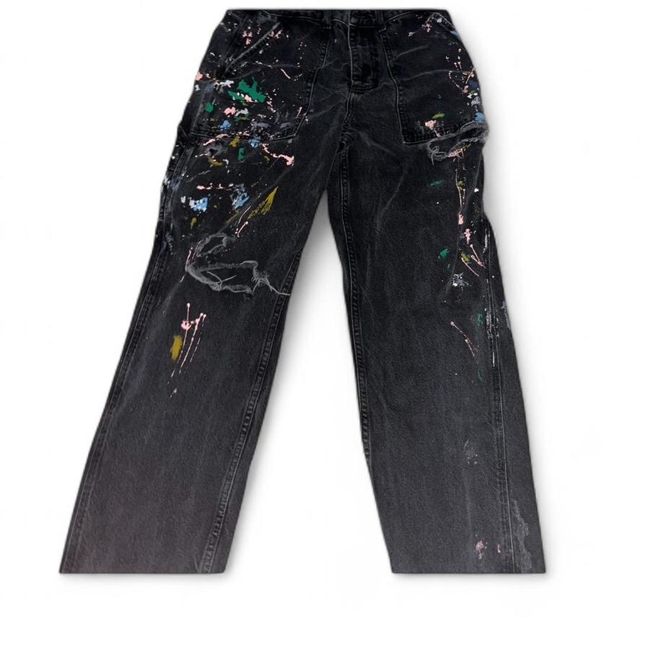EXCLUSIVE ZARA BLACK SPRAY PAINT JEANS Depop