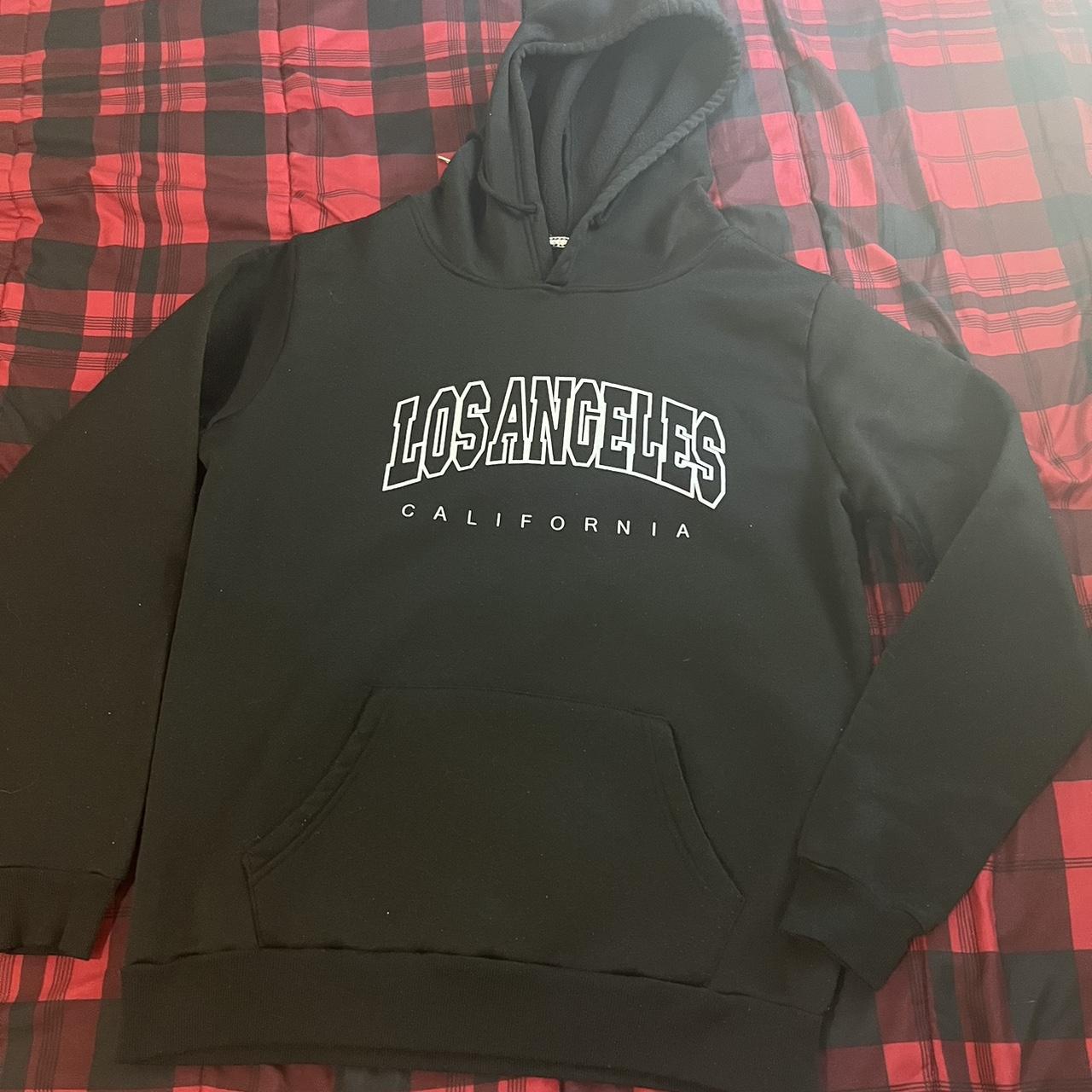 Los ángeles black men’s hoodie size S #blackhoodie... - Depop