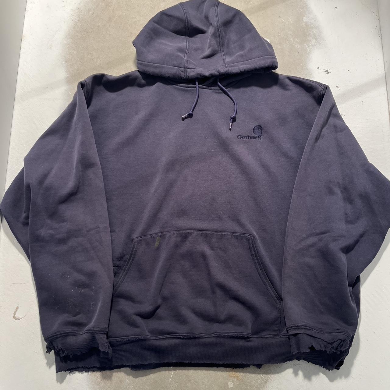 vintage carhartt hoodie lightly distressed, size... - Depop