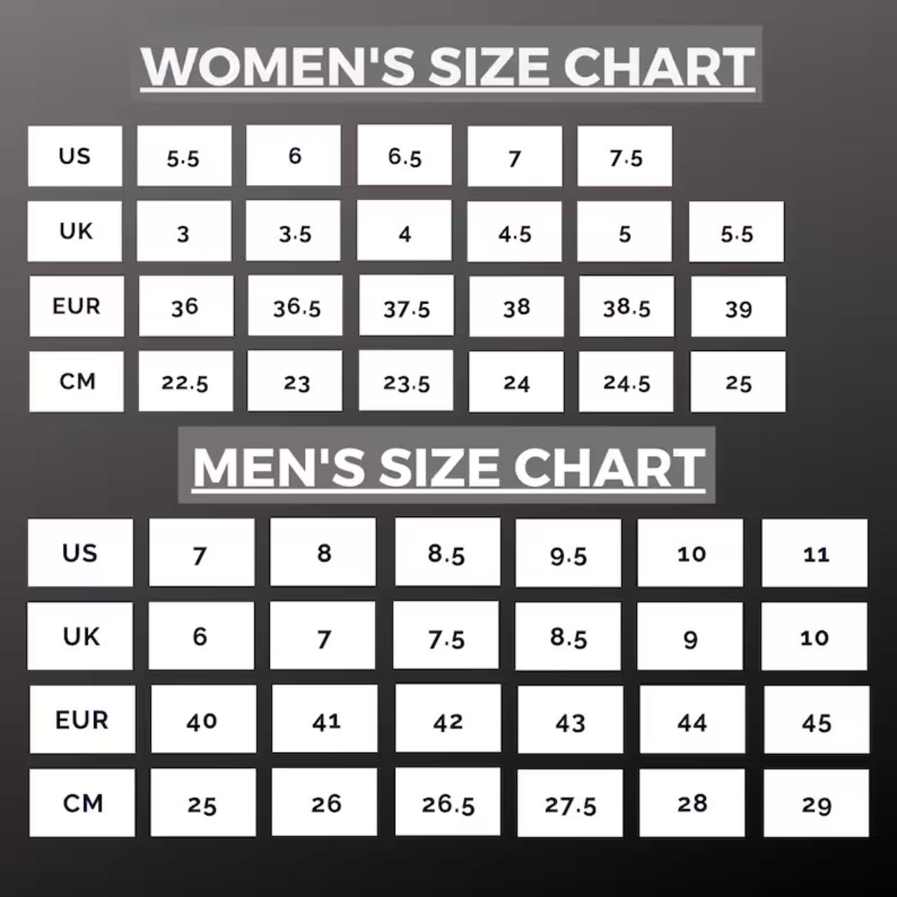 size chart nike jordan 1