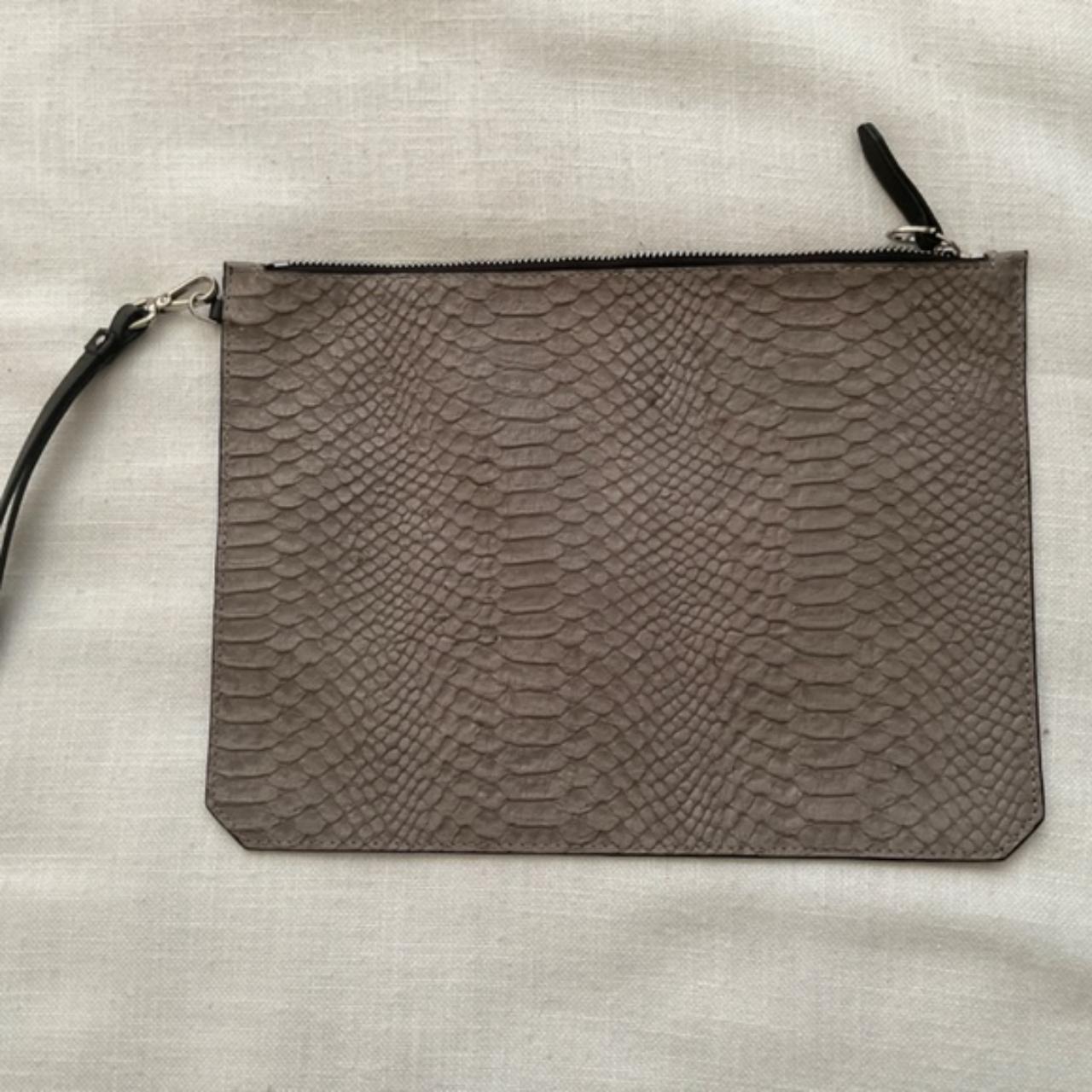 Etienne Aigner Grey Embossed Snakeskin Leather Depop