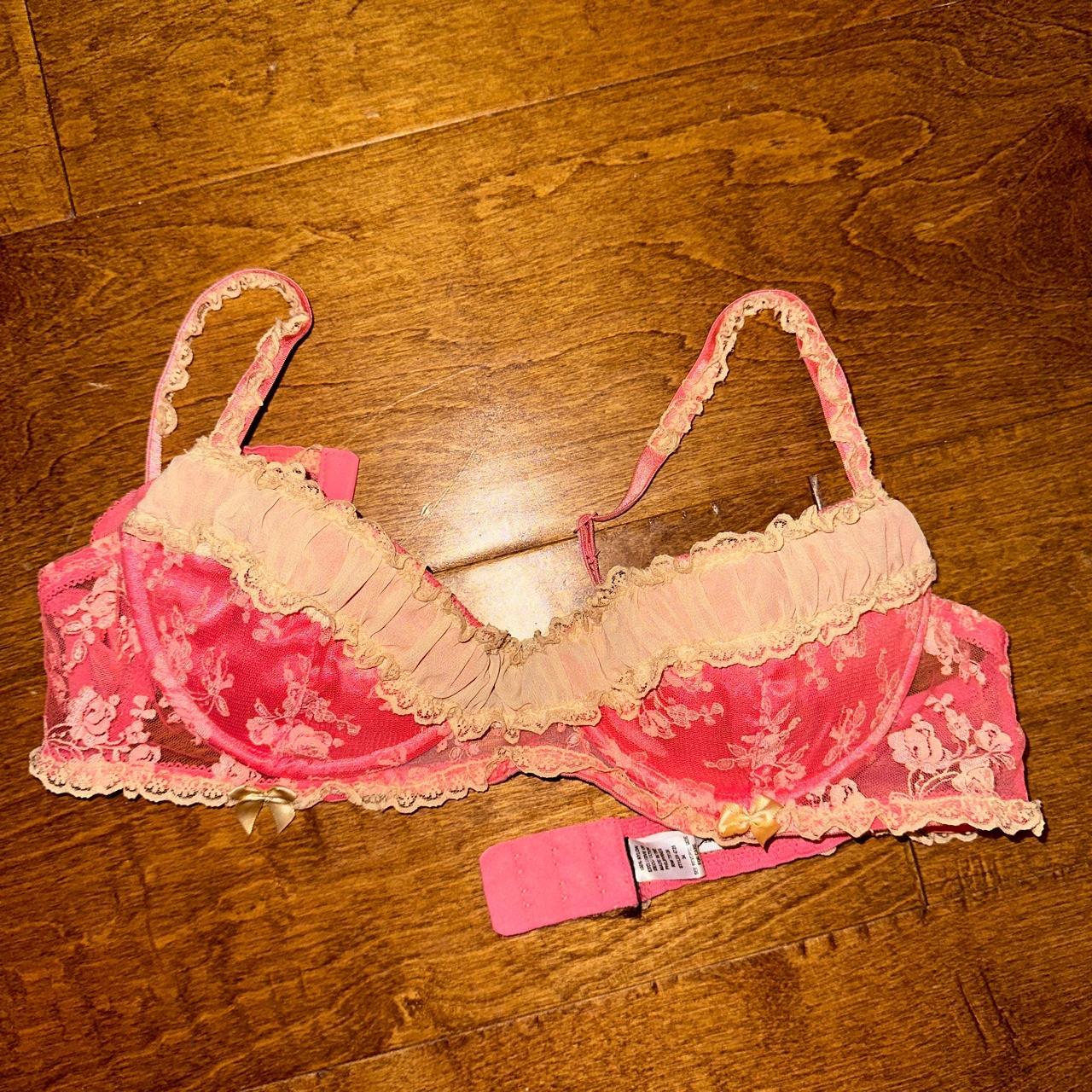 white lace cheetah print bra from PINK by victoria's - Depop