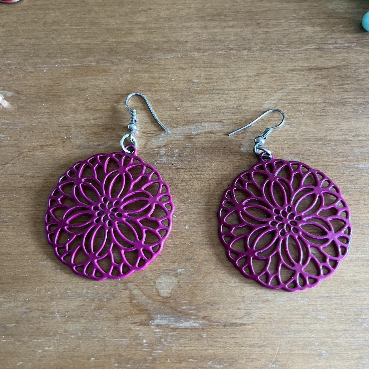 Fuschia flower earrings #hippie #earrings Depop