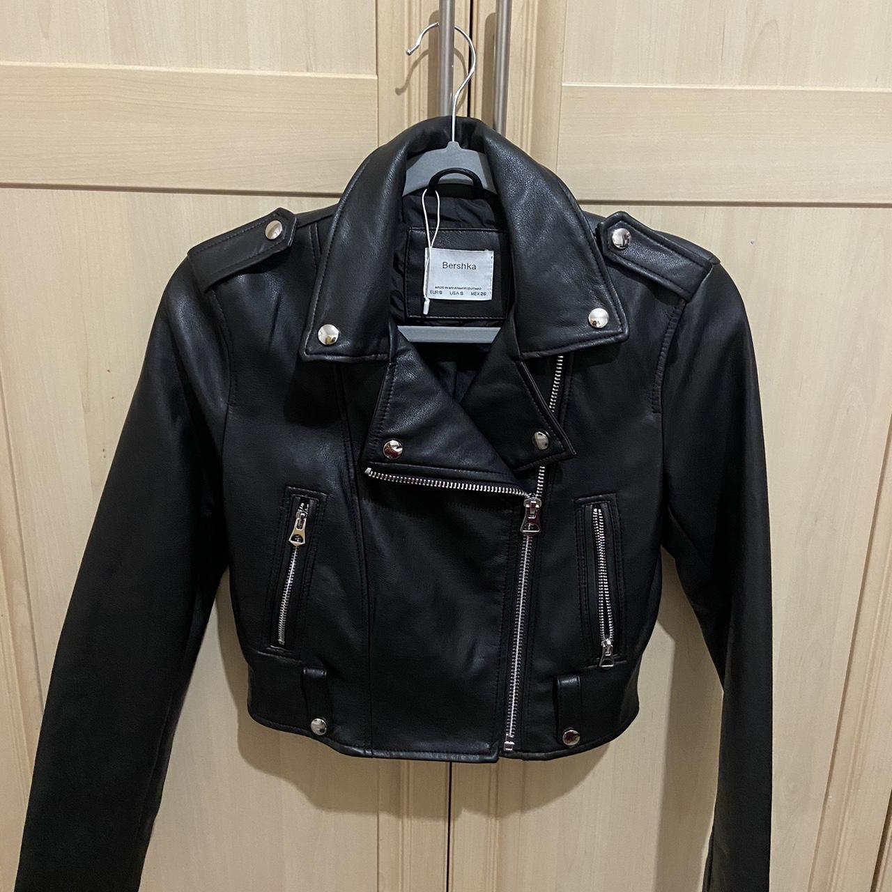 Bershka leather jacket Size S Worn once and in... - Depop