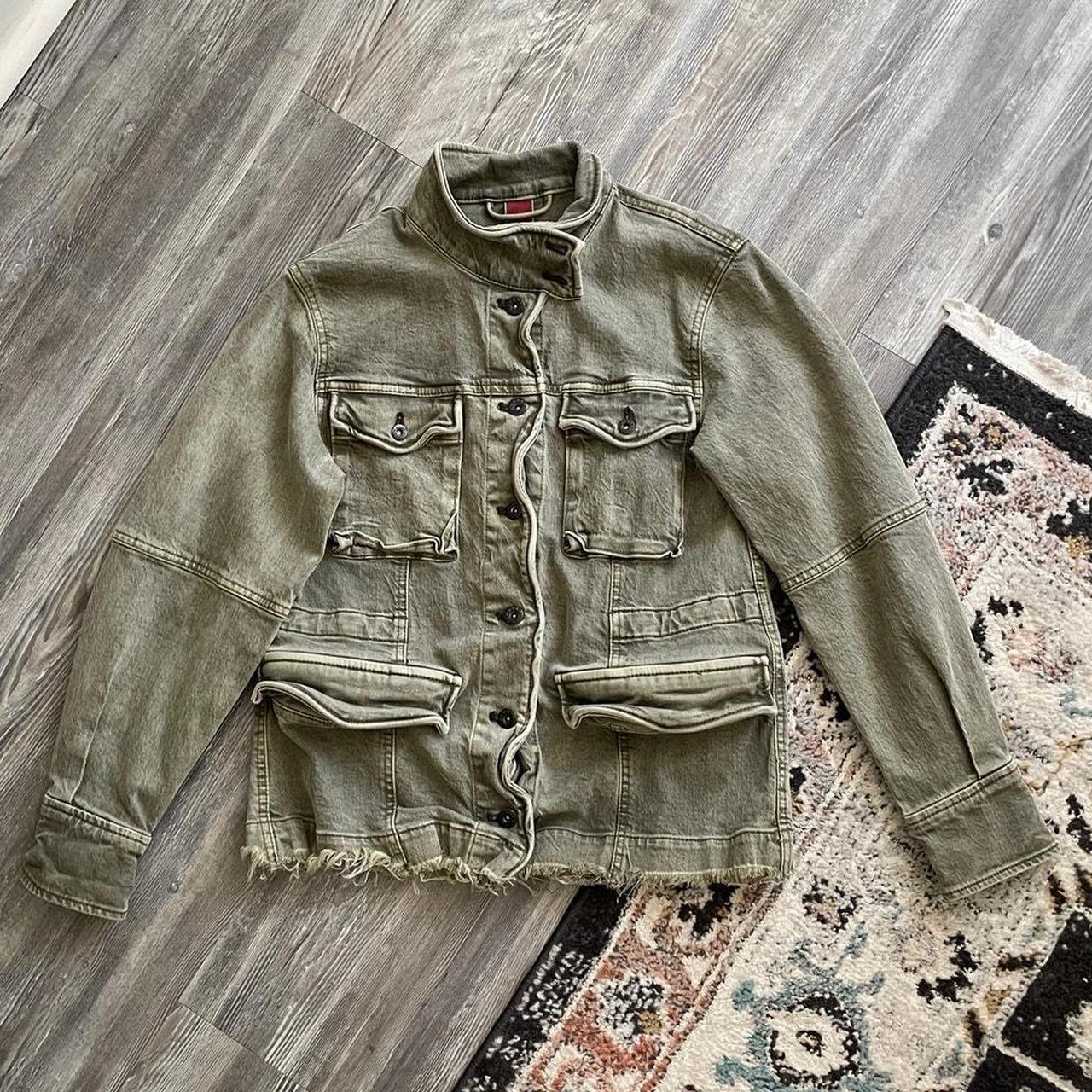 Free People Harley Washed outlet Olive Green Military Shirt Jacket