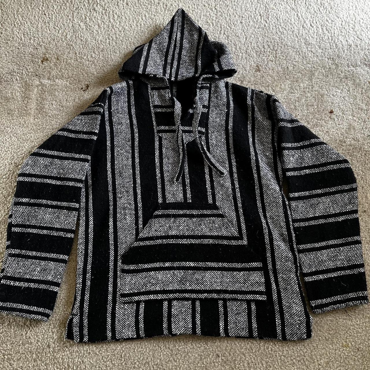 black and grey drug rug casual hoodie Depop