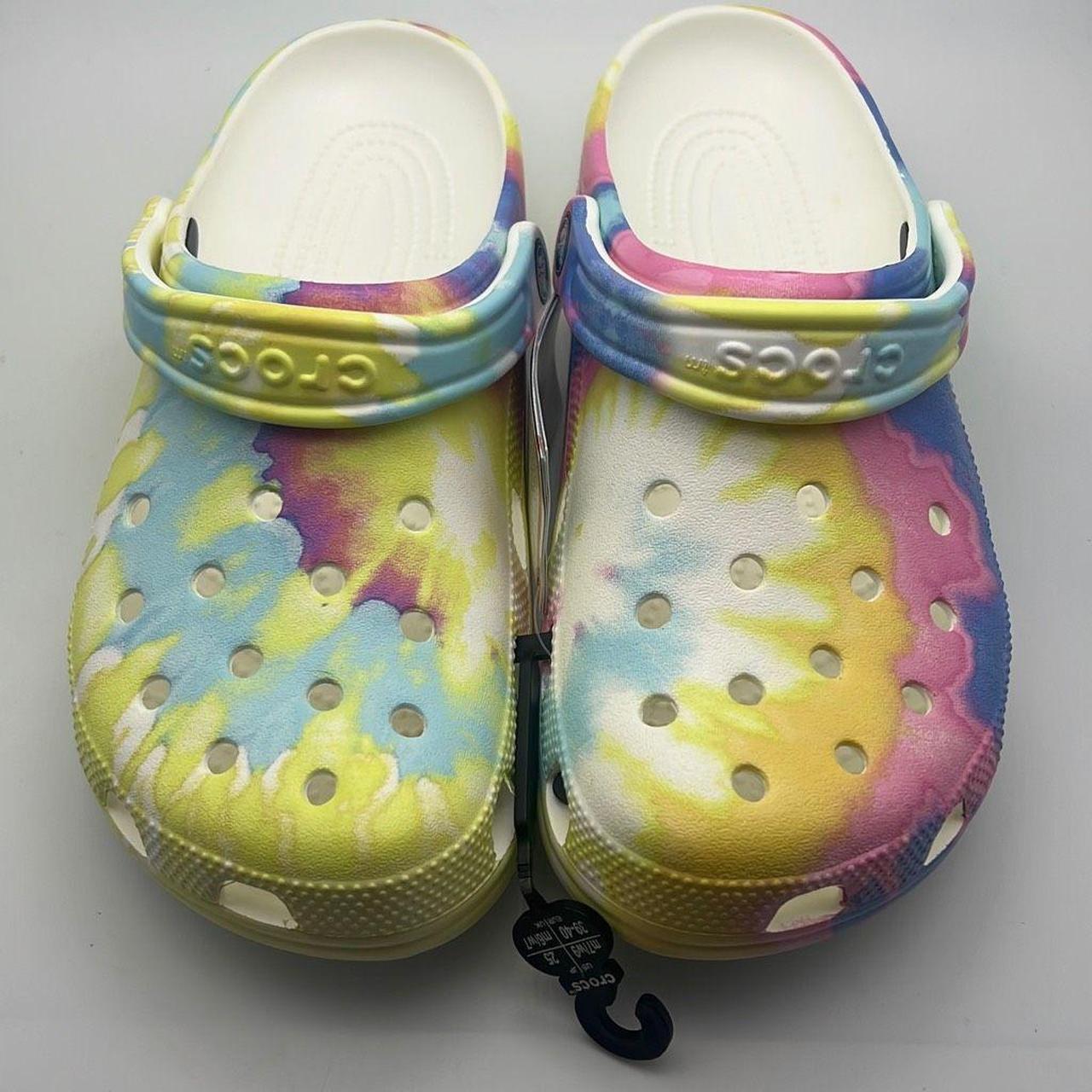 Blue and purple discount tie dye crocs