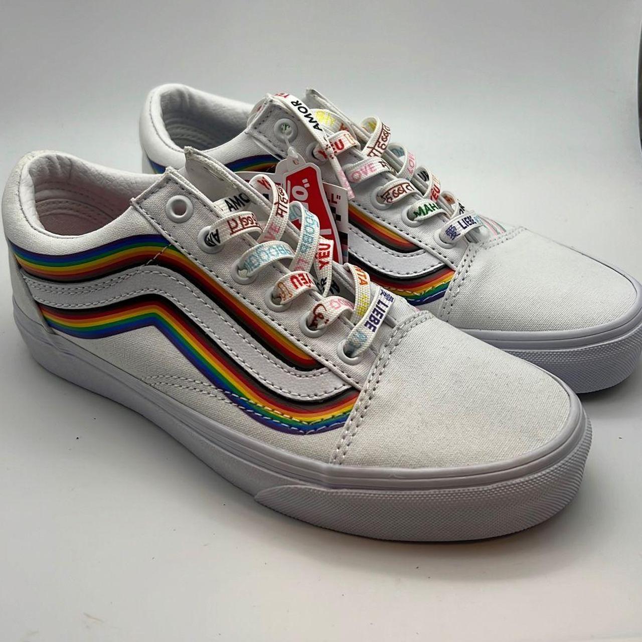 Vans old skool on sale rainbow skate shoe womens