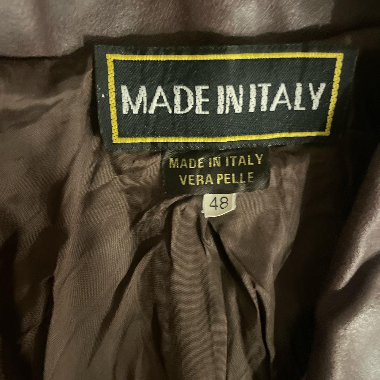 vintage vera pelle brown leather jacket with pocket... - Depop