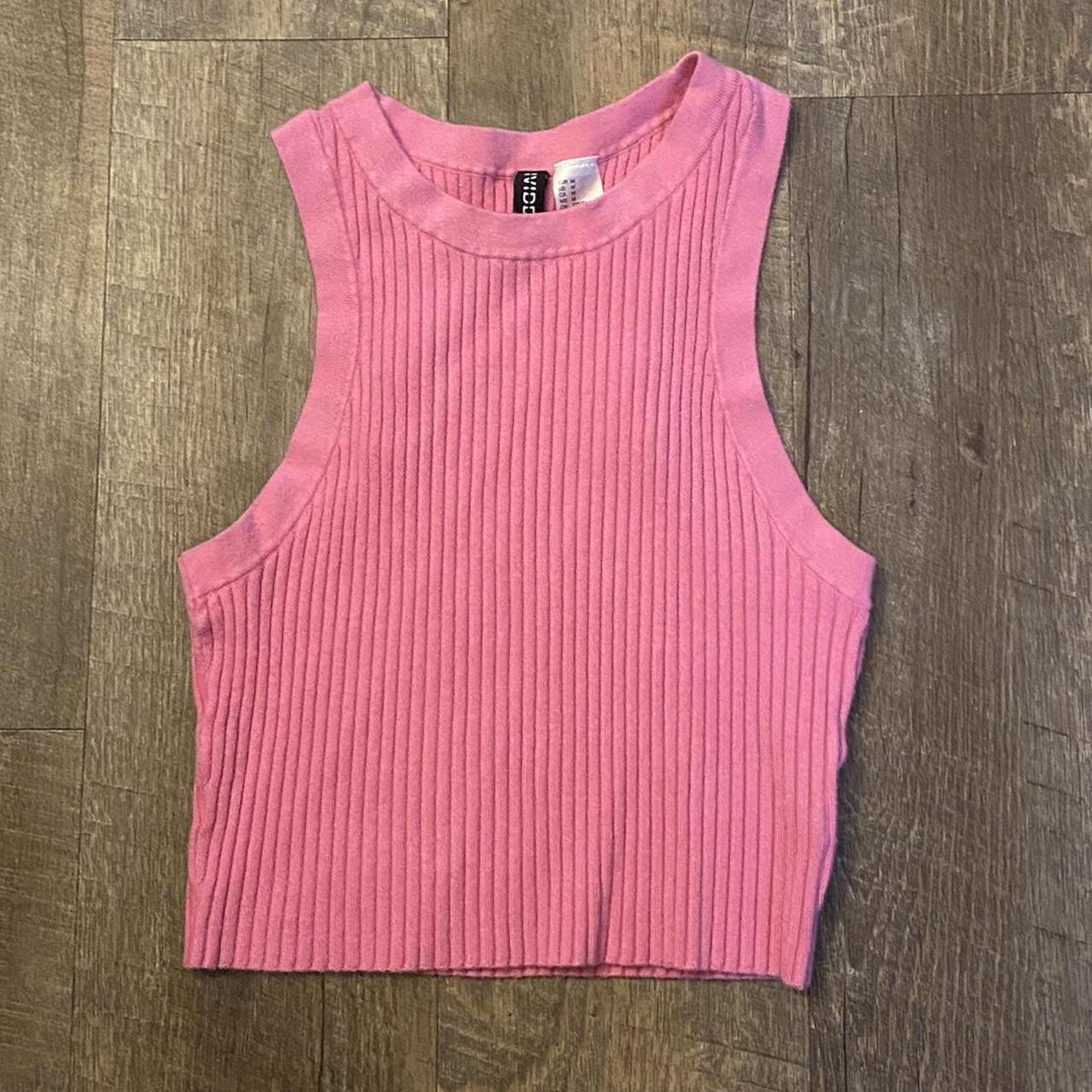 H&M Women's Pink Crop-top | Depop