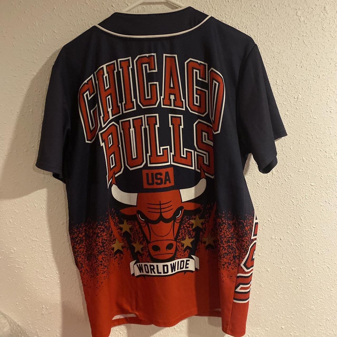 Chicago Bulls AOP Baseball Jersey Very Good... - Depop