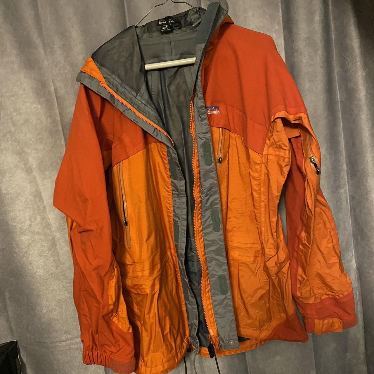 Patagonia Women's Orange and Grey Jacket Depop