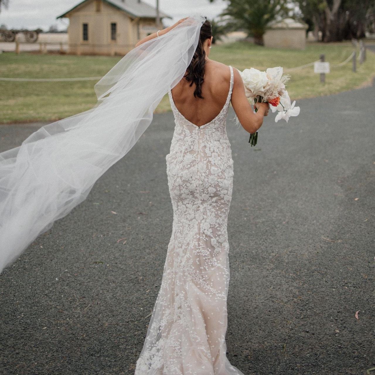 WEDDING DRESS! professionally dry cleaned,... Depop