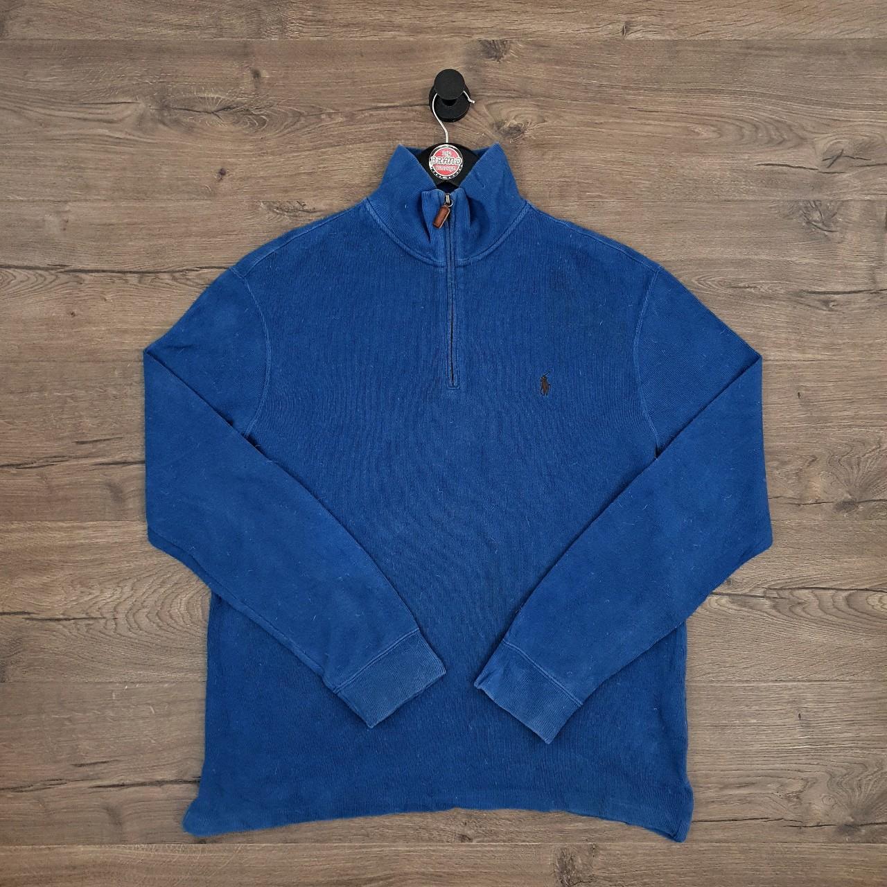 🔎 Blue and brown Ralph Lauren quarter zip jumper... - Depop