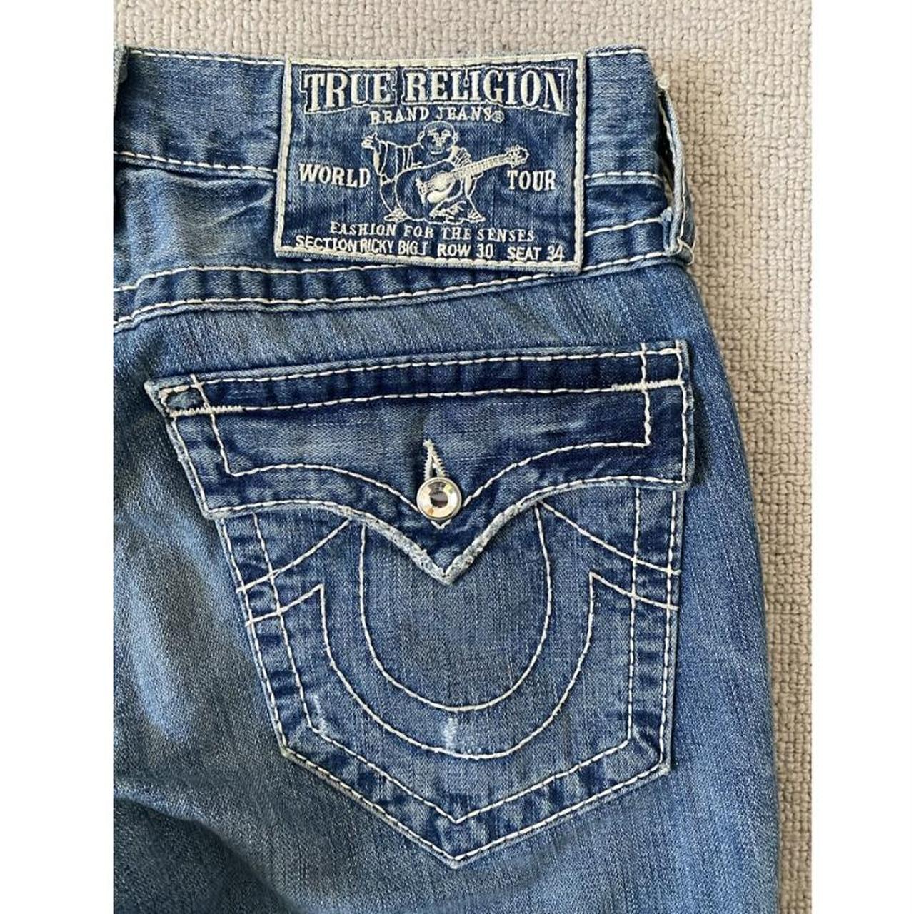 true religion baggy jeans with diamanté... - Depop