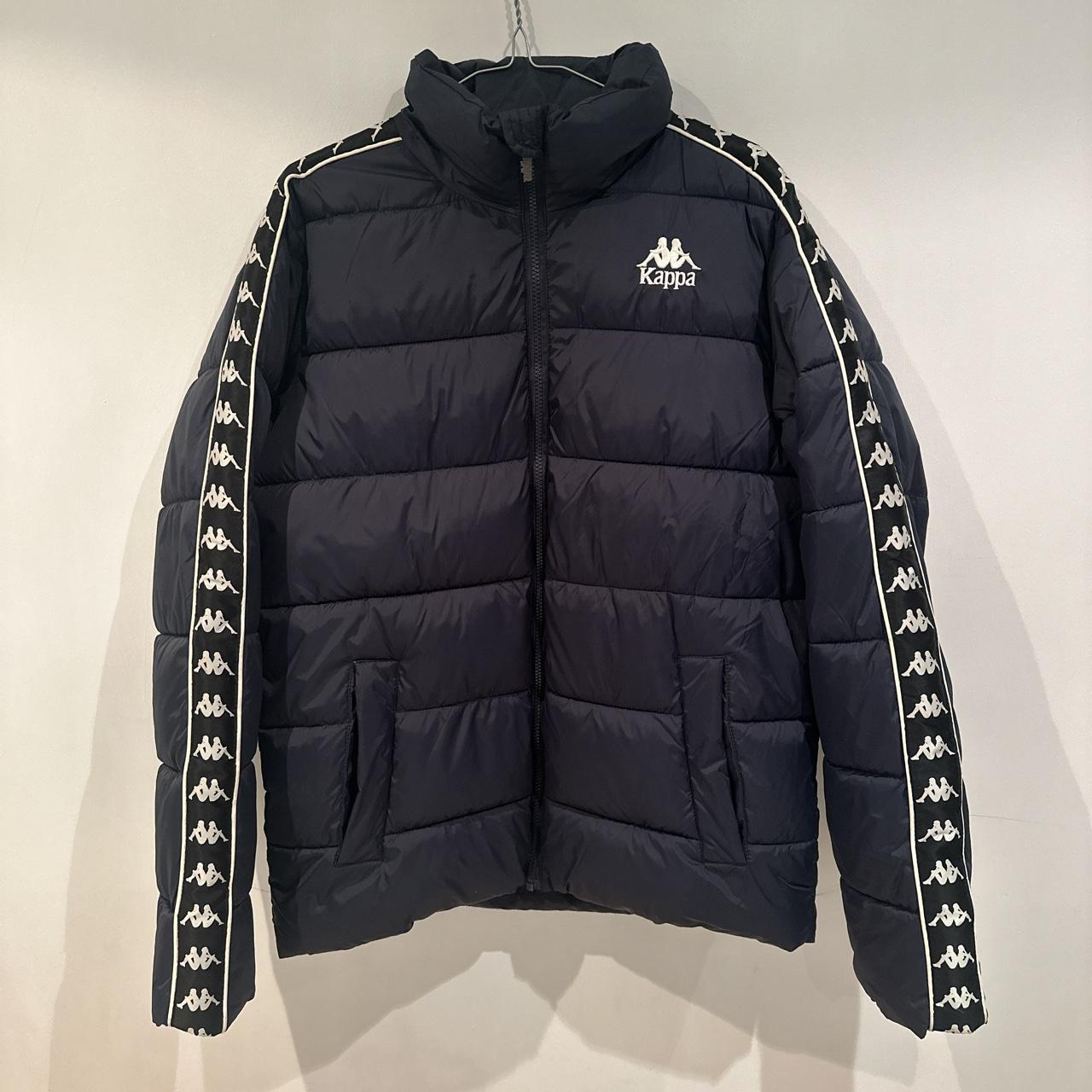 Kappa puffer jacket in navy blue with embroidered... Depop