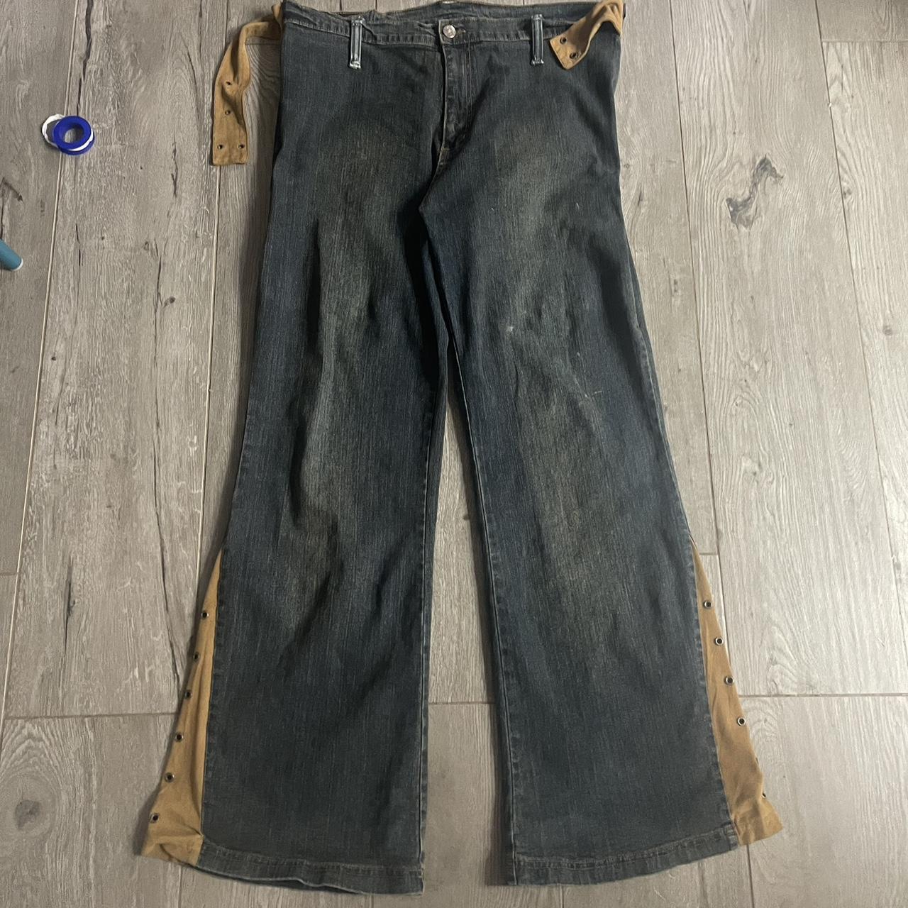 Flared Green Wash Jeans Cool wash to them aswell... - Depop