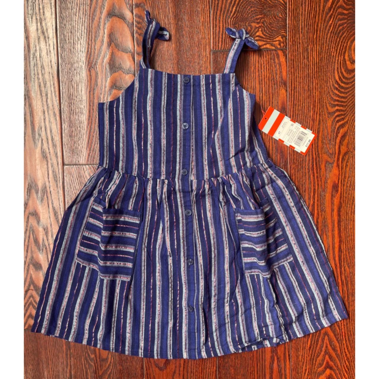 Toddler girls' navy striped dress with sparkle... - Depop