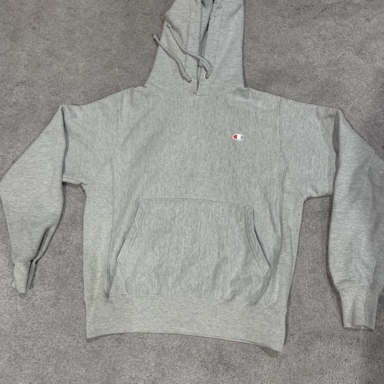 Blank Grey Champion Hoodie | Great Condition, no... - Depop