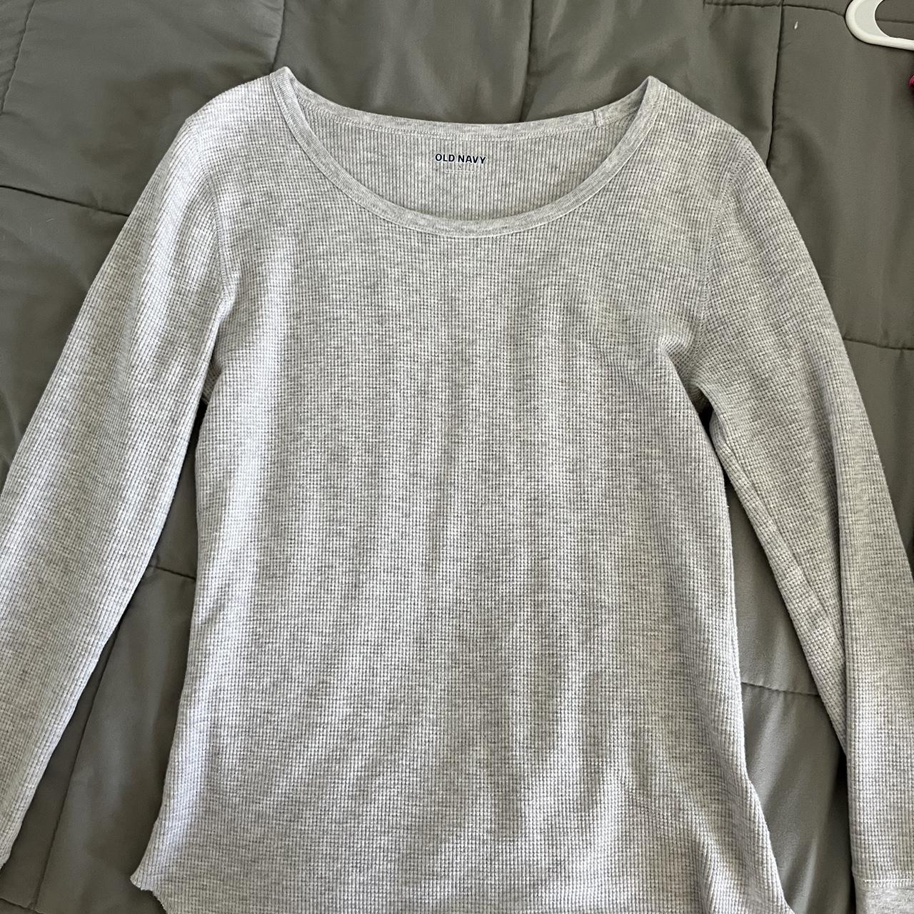 Old navy long sleeve light grey waffle knit cute and... - Depop