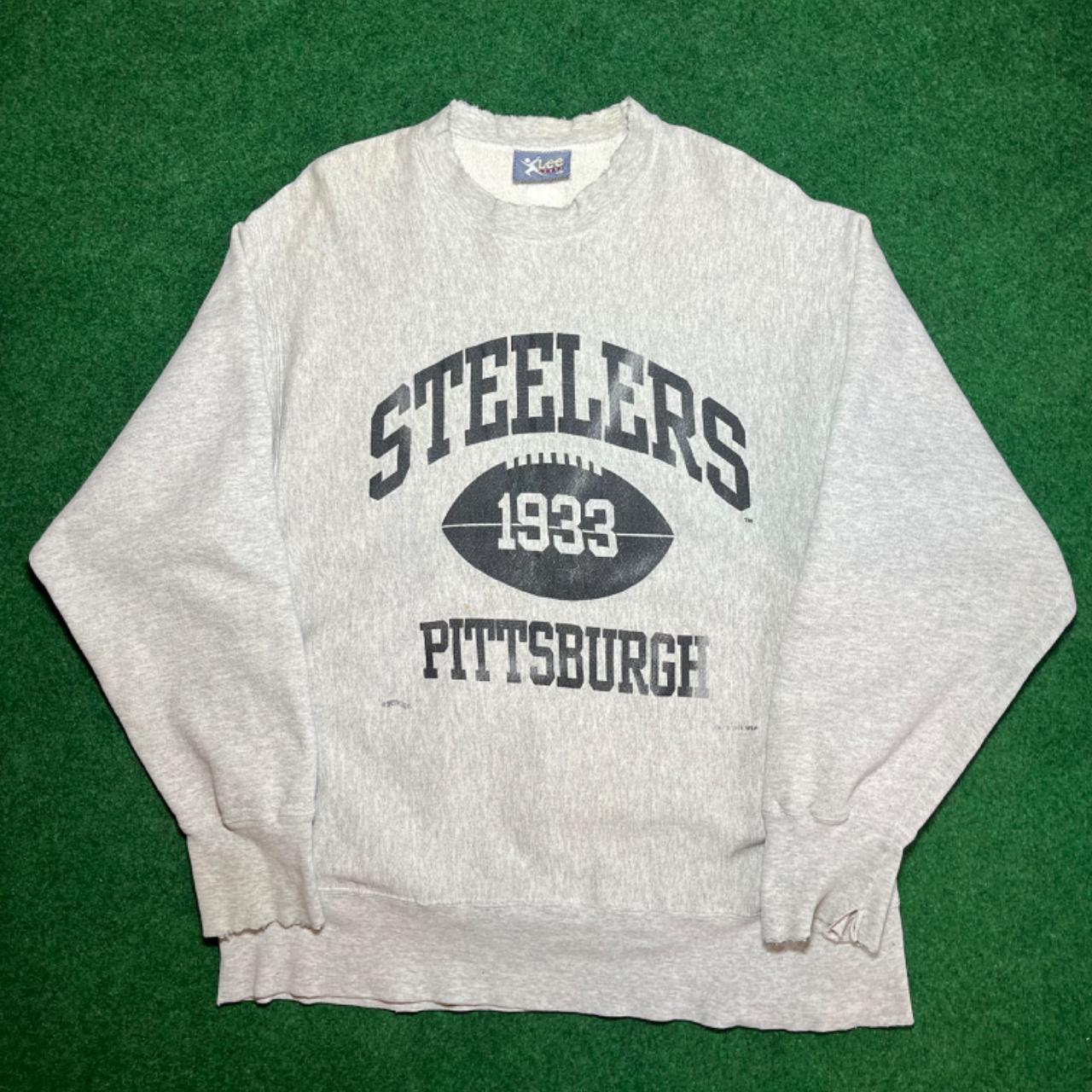 Vintage Pittsburgh Steelers sweatshirt in grey. From - Depop