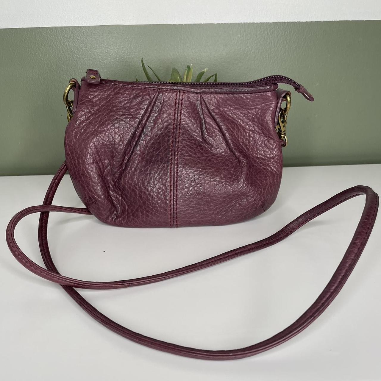 Vintage hot Fossil Sutter Leather Burgundy Purple Crossbody Messenger Bag ZB2340