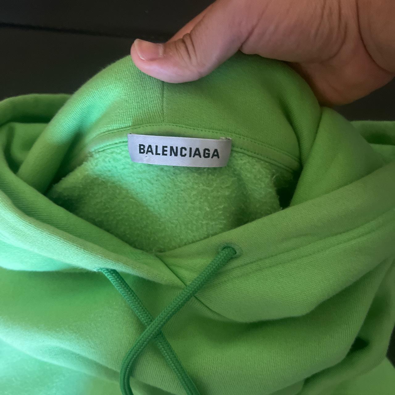 balenciaga green distressed hoodie. the quality is - Depop