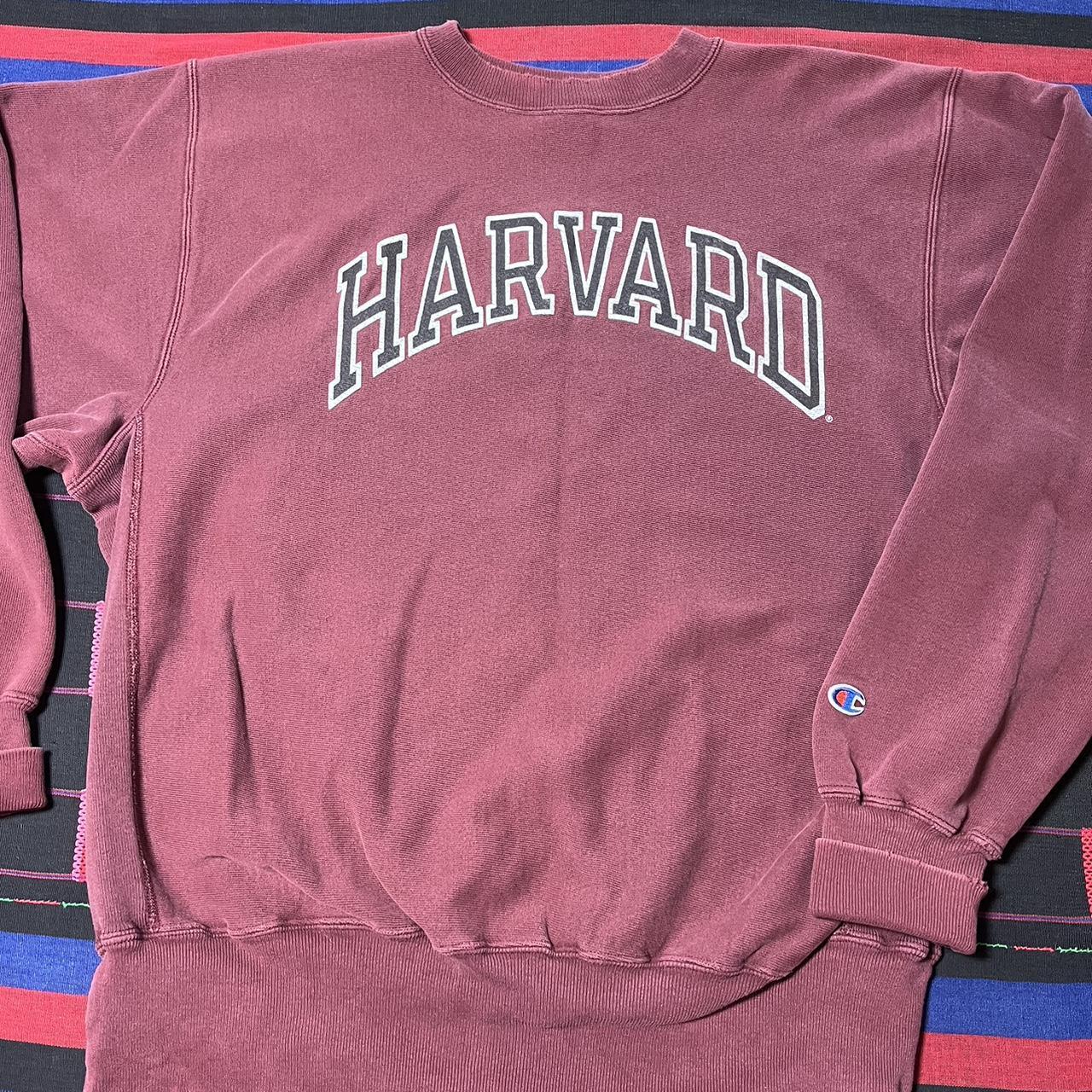 Vintage Reverse Weave Harvard Champion Crewneck... - Depop