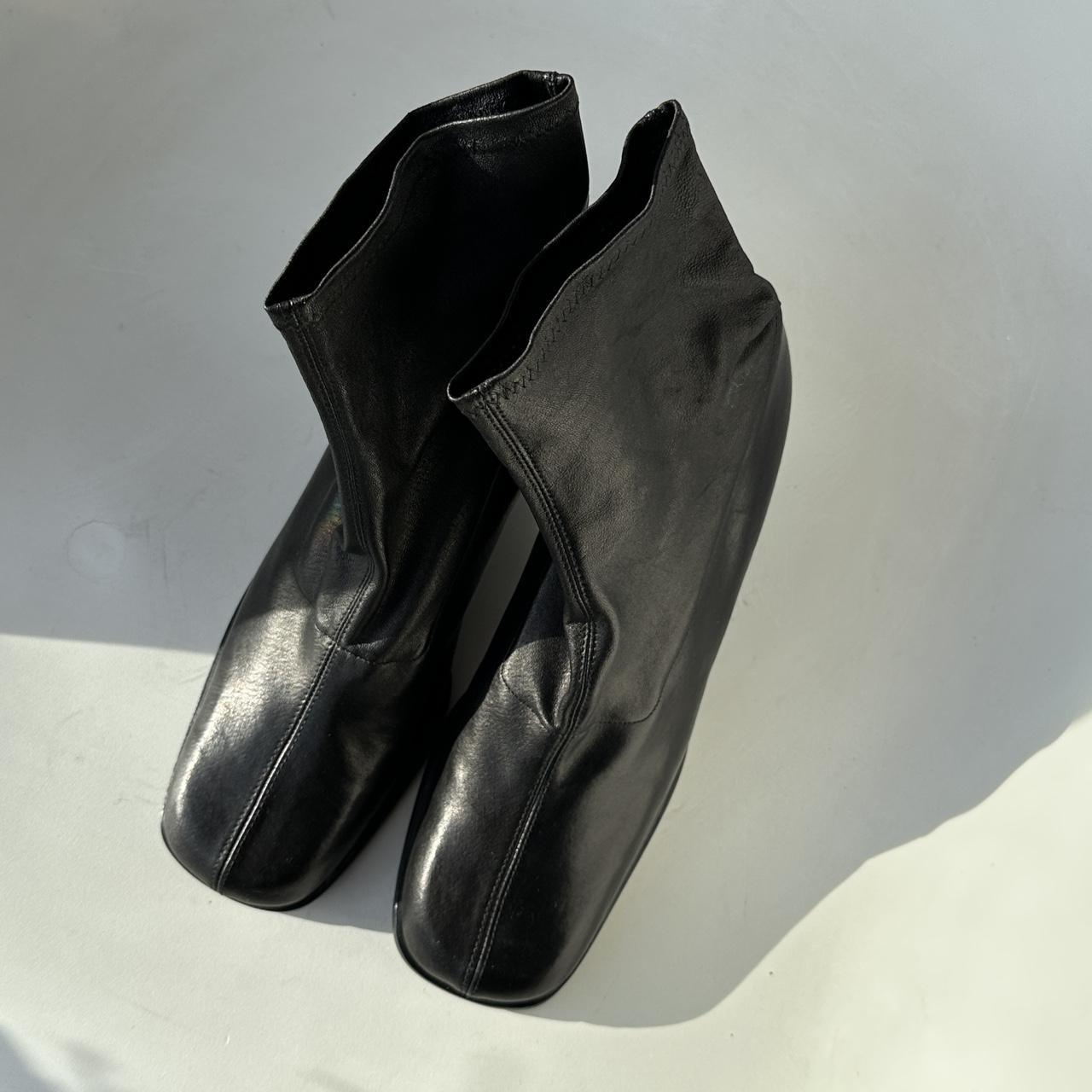 Calvin Klein black leather ankle sock boots -... - Depop