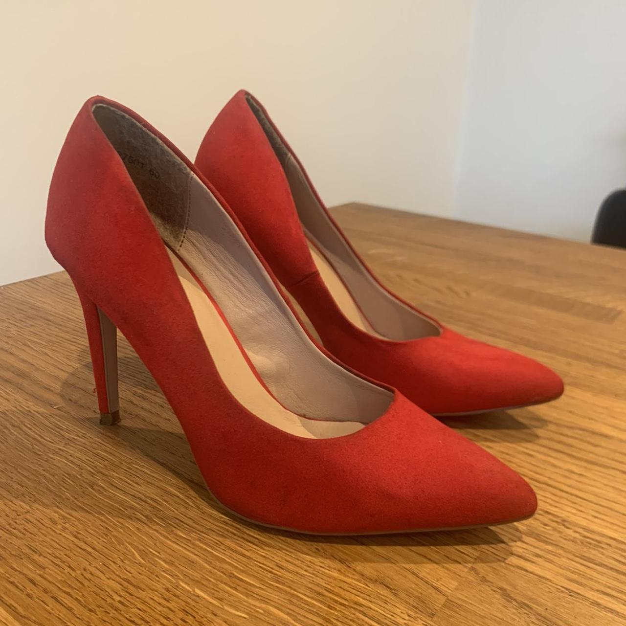 Red court heels from New Look. Good condition but... - Depop