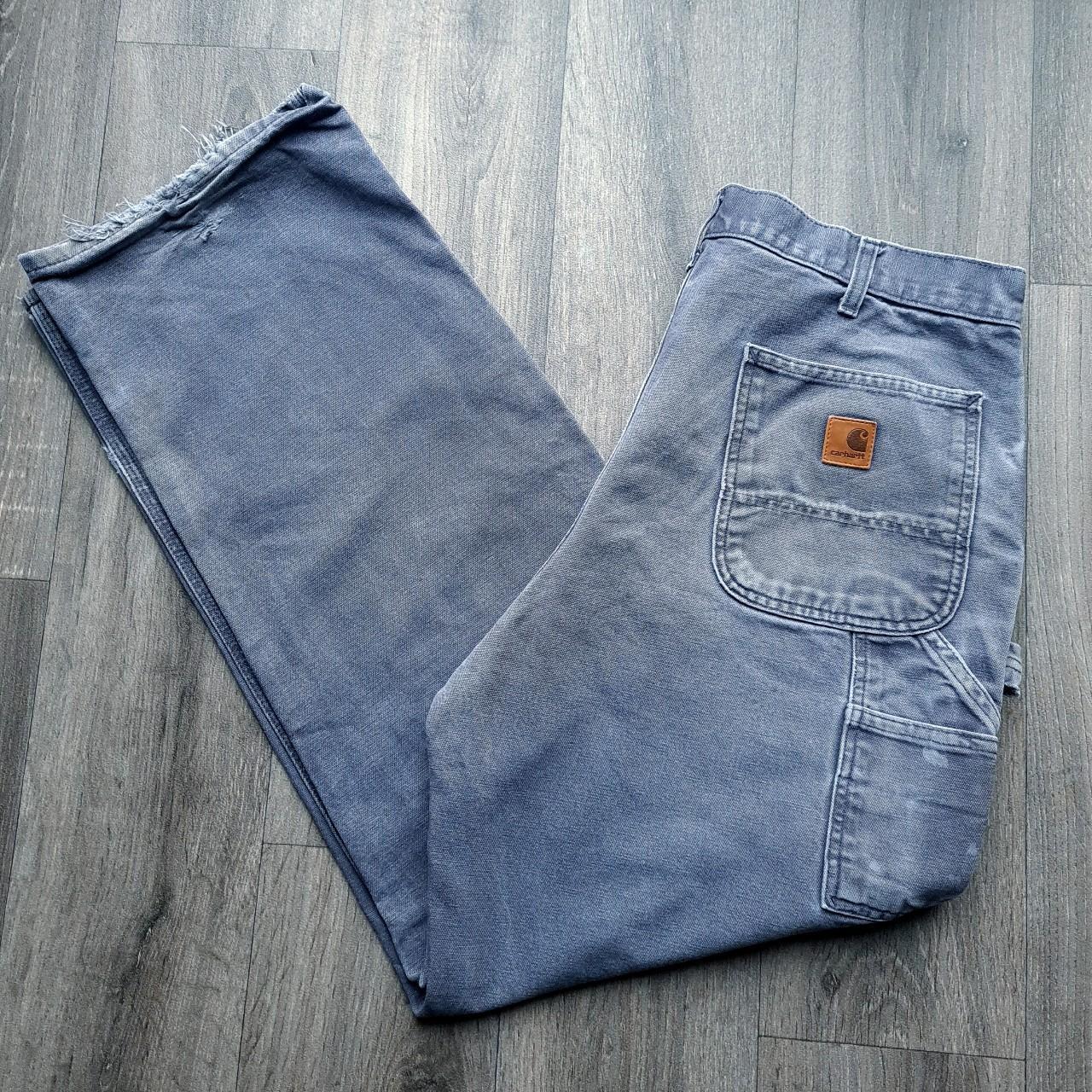 Carhartt dungaree fit washed out dark grey carpenter... - Depop