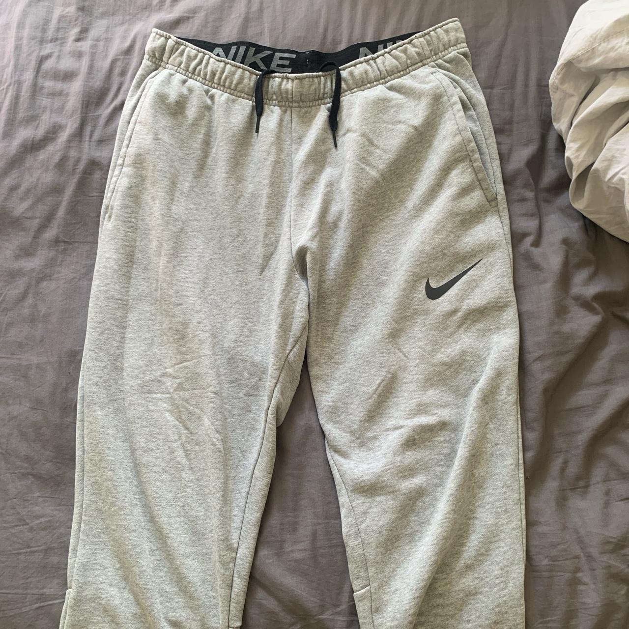 nike grey joggers black tick
