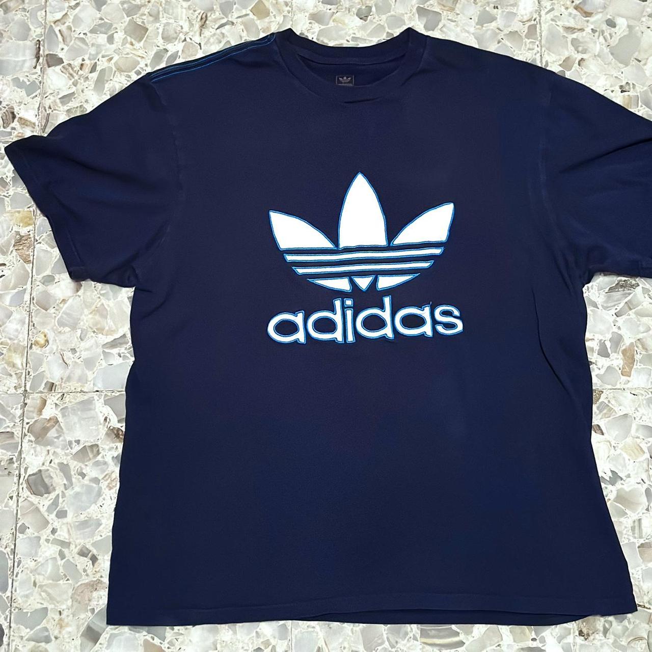 Adidas Originals Men's White and Blue T-shirt | Depop