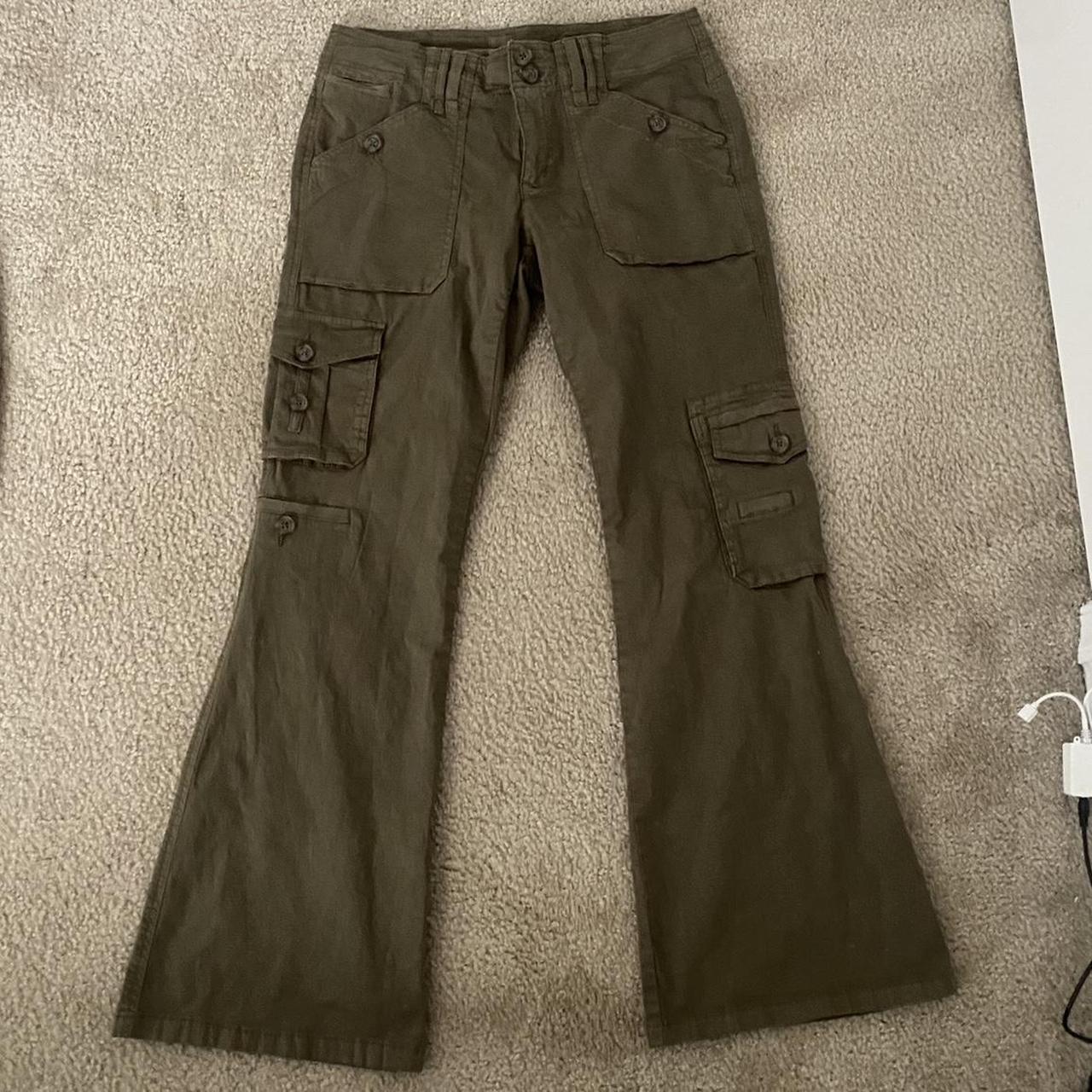 green flared cargo pants - Depop