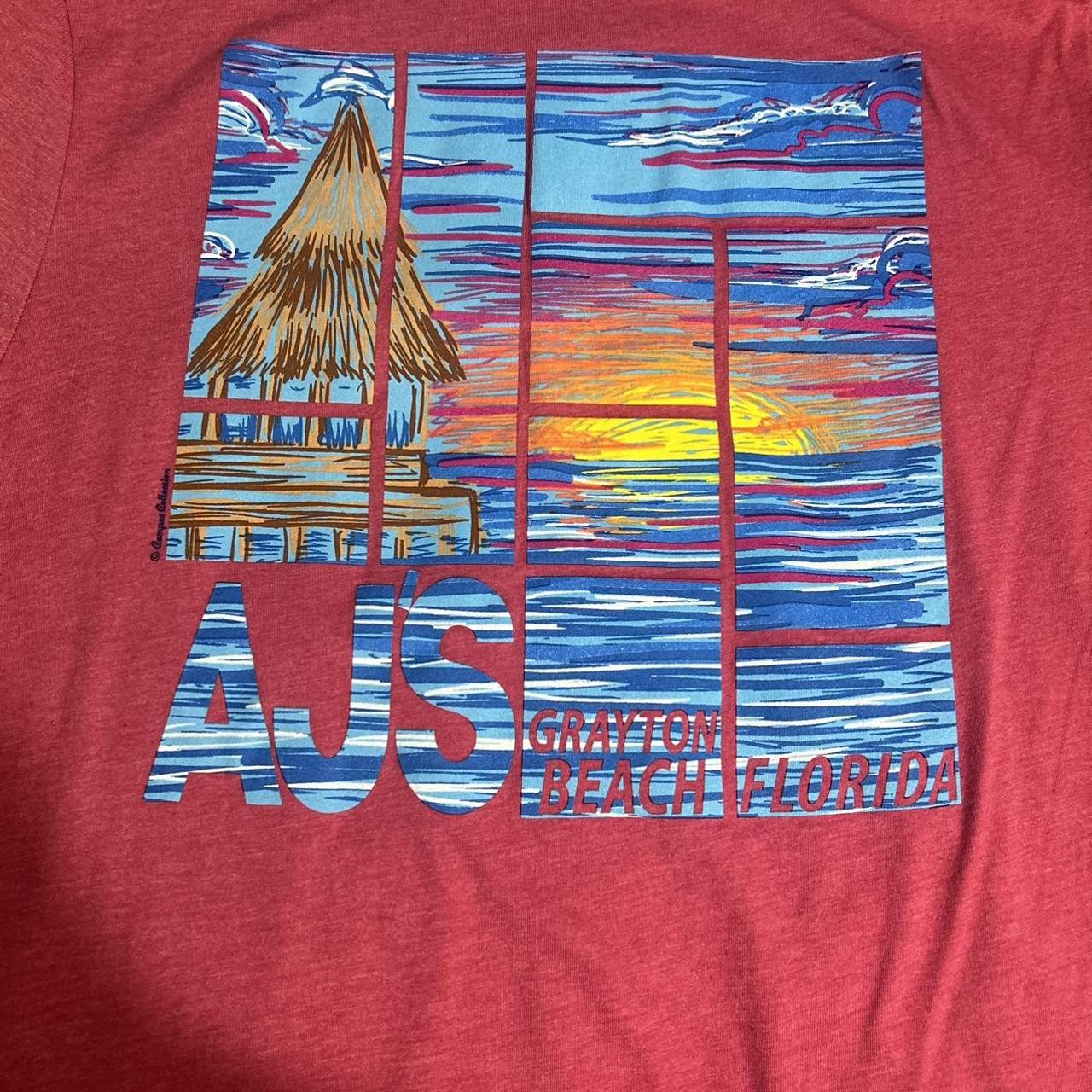 Bright Red / Pink AJ’s Grayton Beach Florida TShirt... Depop