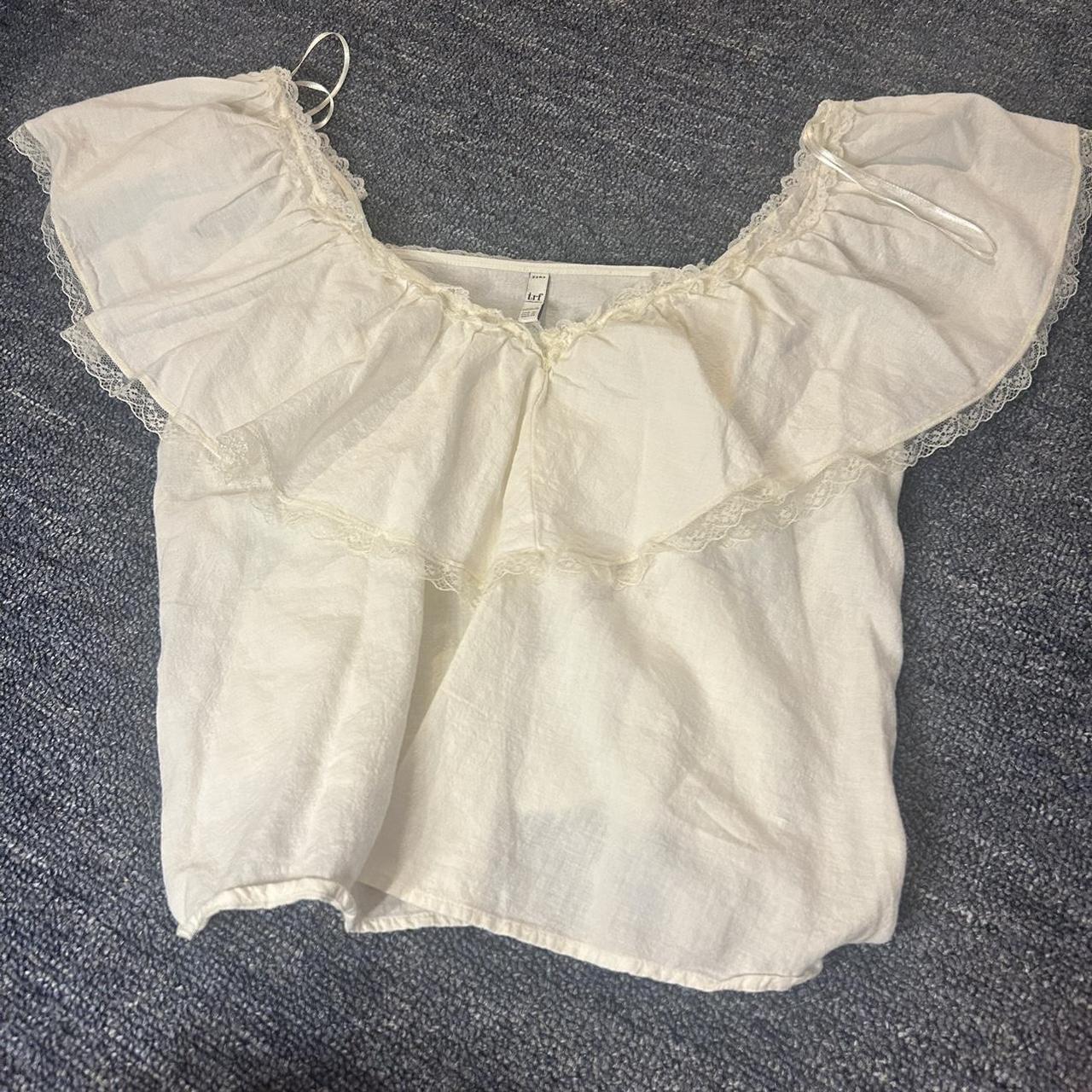 Vintage Zara coquette babydoll top in cream 🤍 Has... - Depop