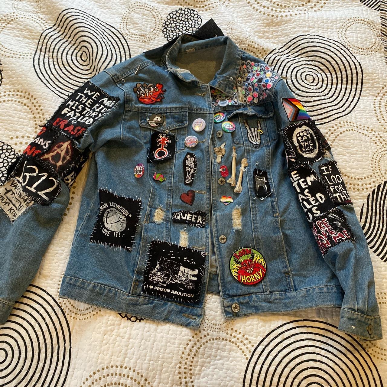 Custom Patch Jacket With Bones, Pins And Trinkets On - Depop