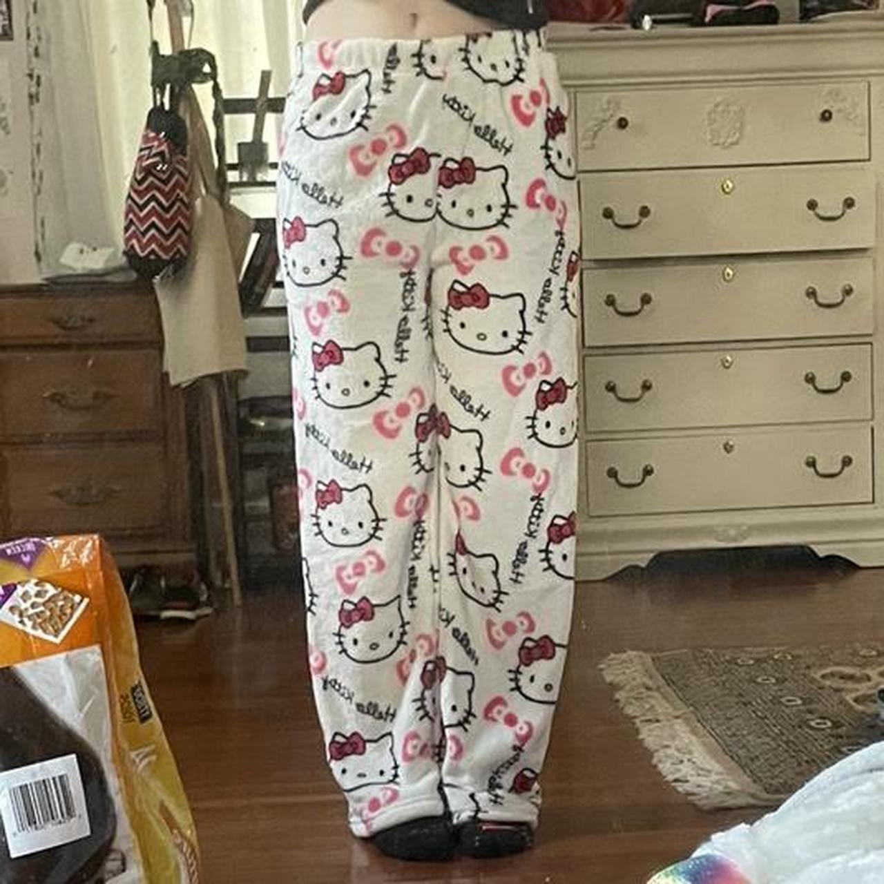 cute hello kitty pajama pants can fit s or medium... - Depop