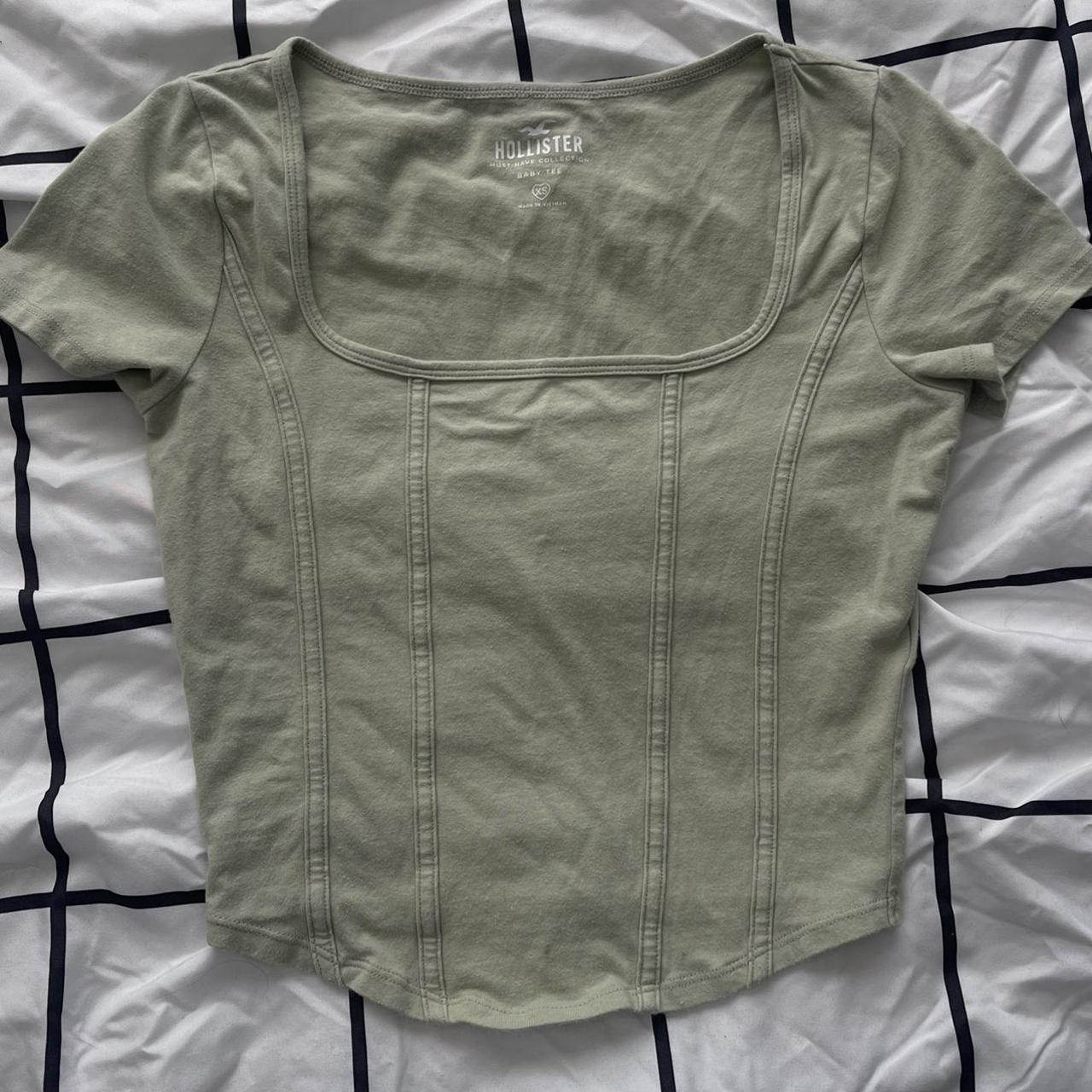 hollister light sage green baby tee xs! Depop