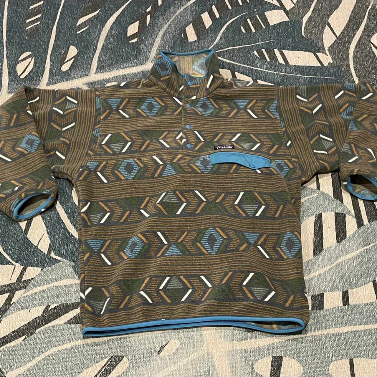 Patagonia Men's Green and Blue Jumper