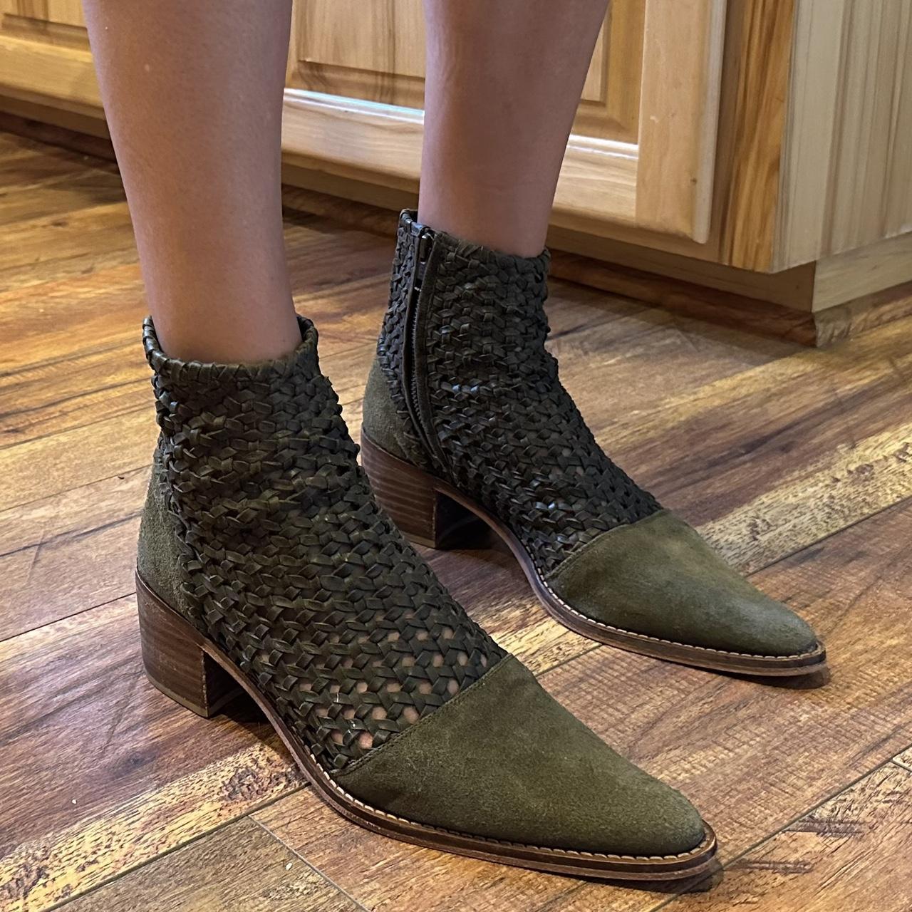 In the Loop woven leather ankle boot. Stacked