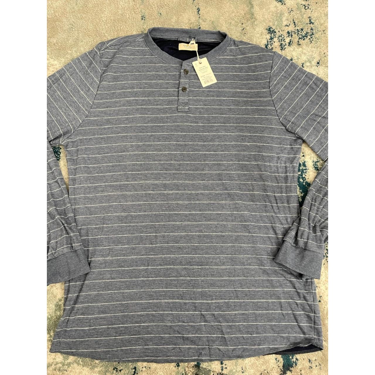 New Marine Layer Dl Henley Black Iris Wht Stripe - Depop