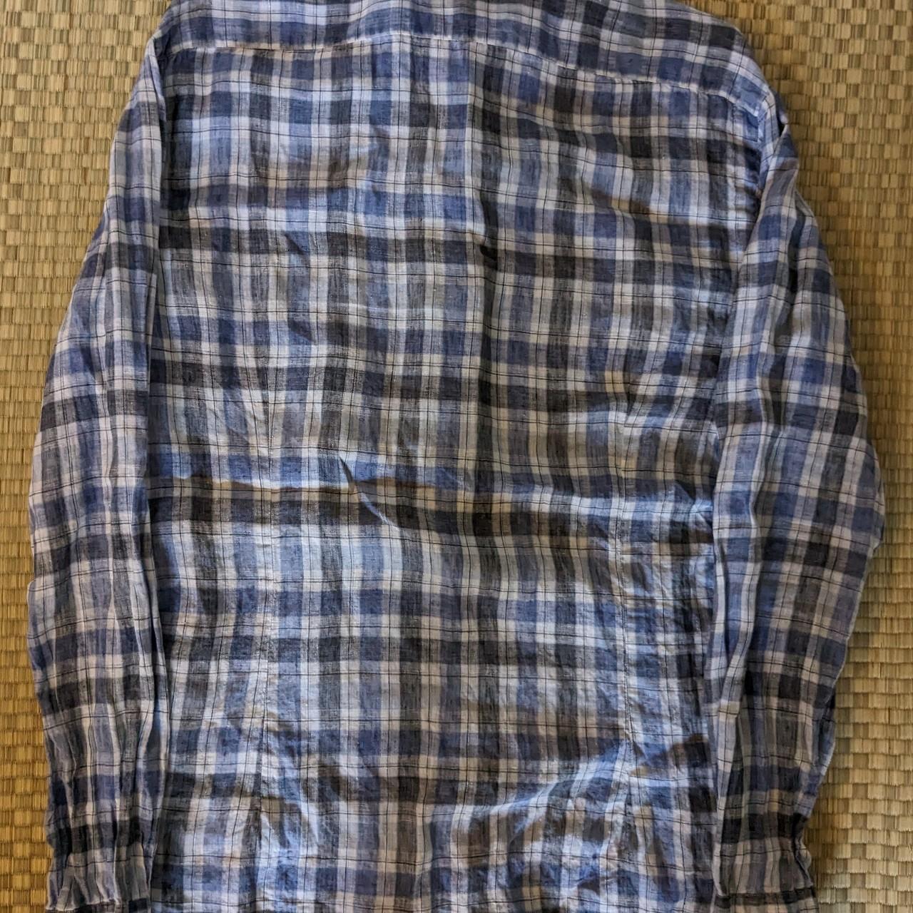 BARBA NAPOLI Dandylife 100% Linen Shirt Plaid Blue... - Depop