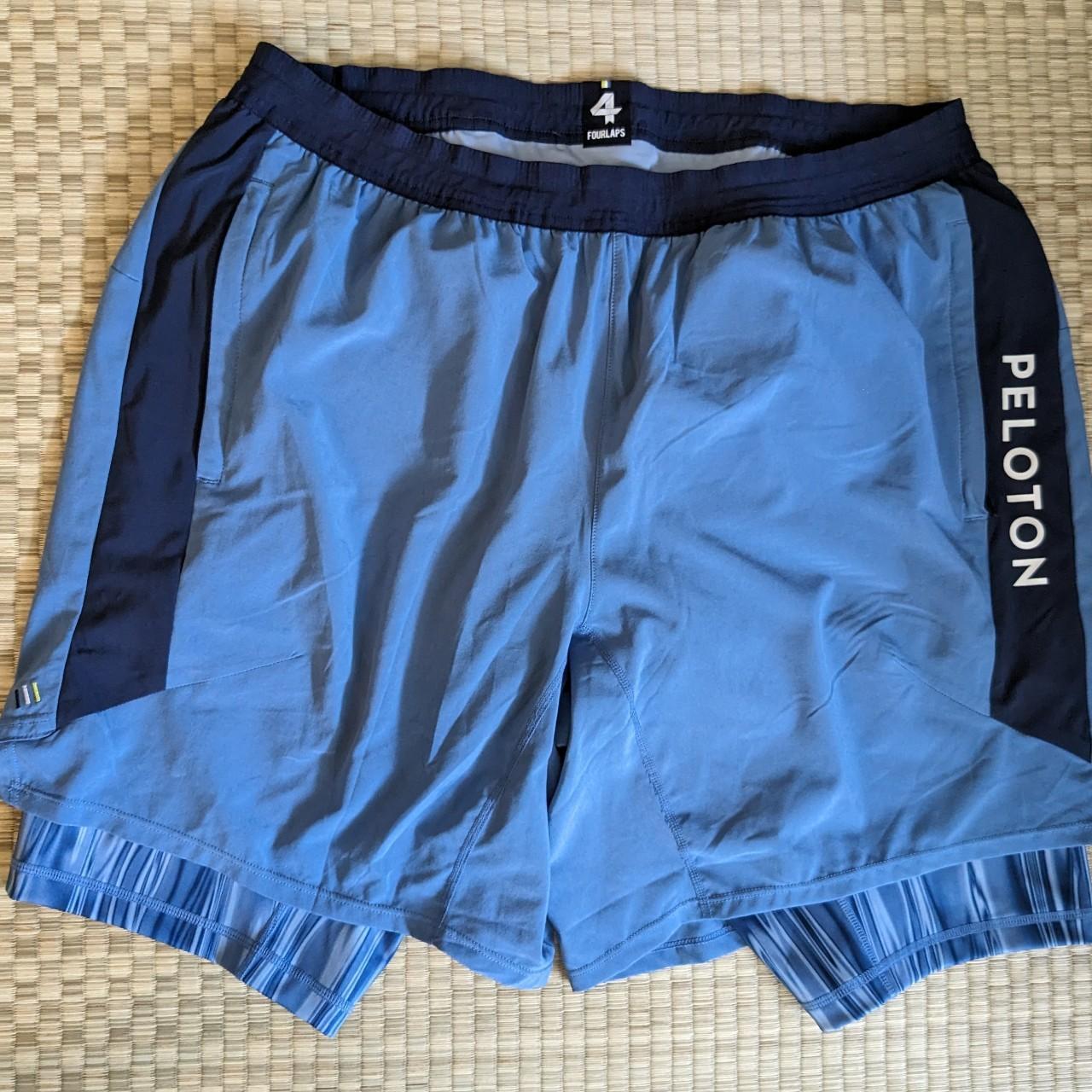 Peloton x Fourlaps Lined Command Shorts Blue Men's... - Depop