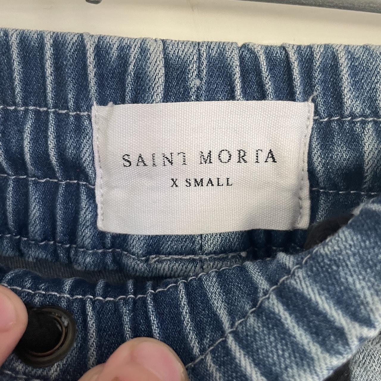 Saint morta blue washed denim skinny jeans for men - Depop