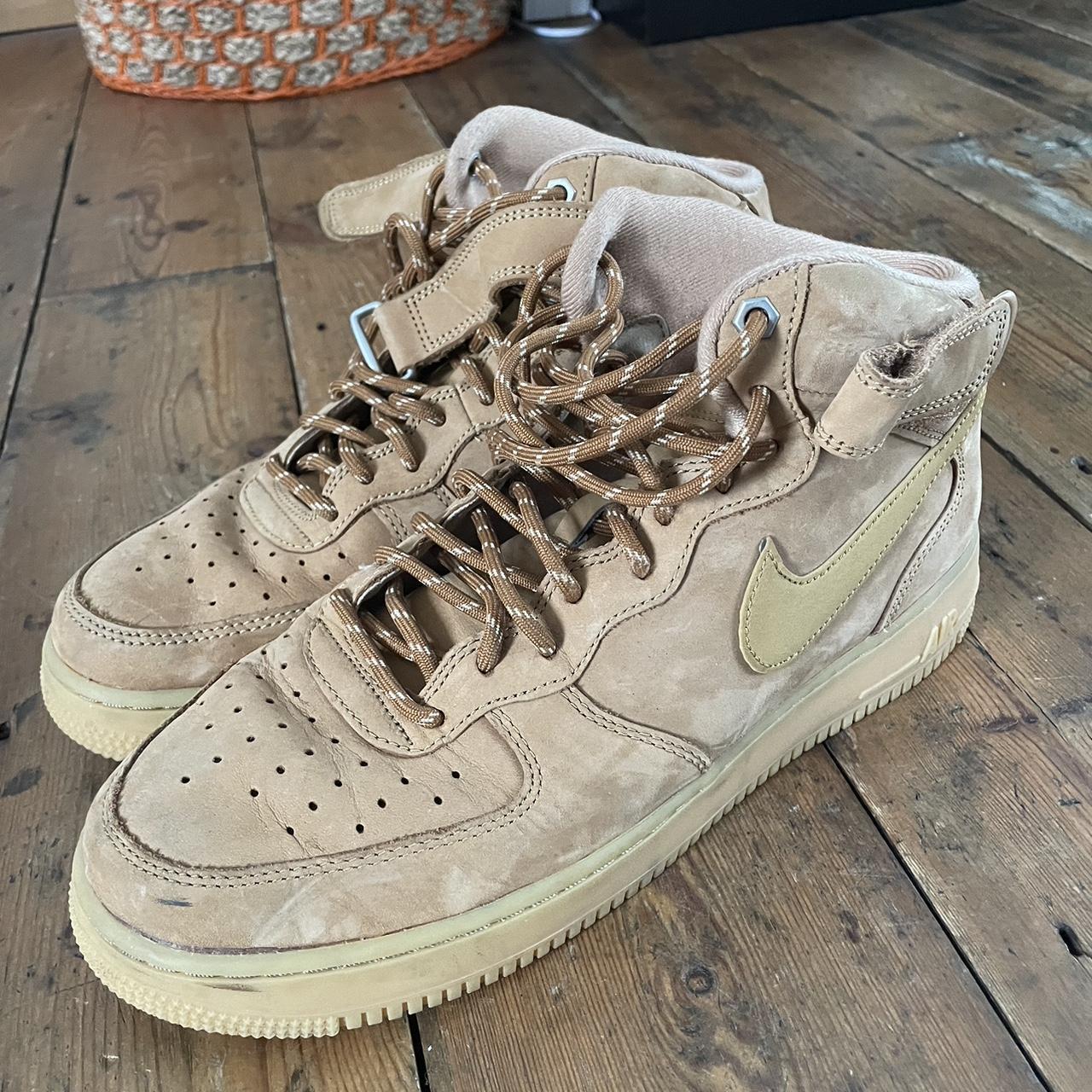 Nike Tan Suede Air force 1 high top. 9.5UK Worn. Depop